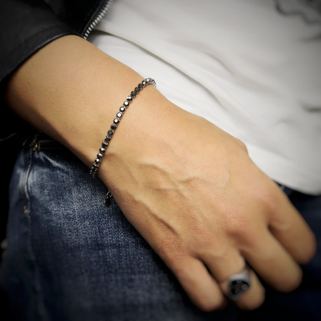 Bracciale Tennis con cristalli - Ematite -Beloved_gioielli