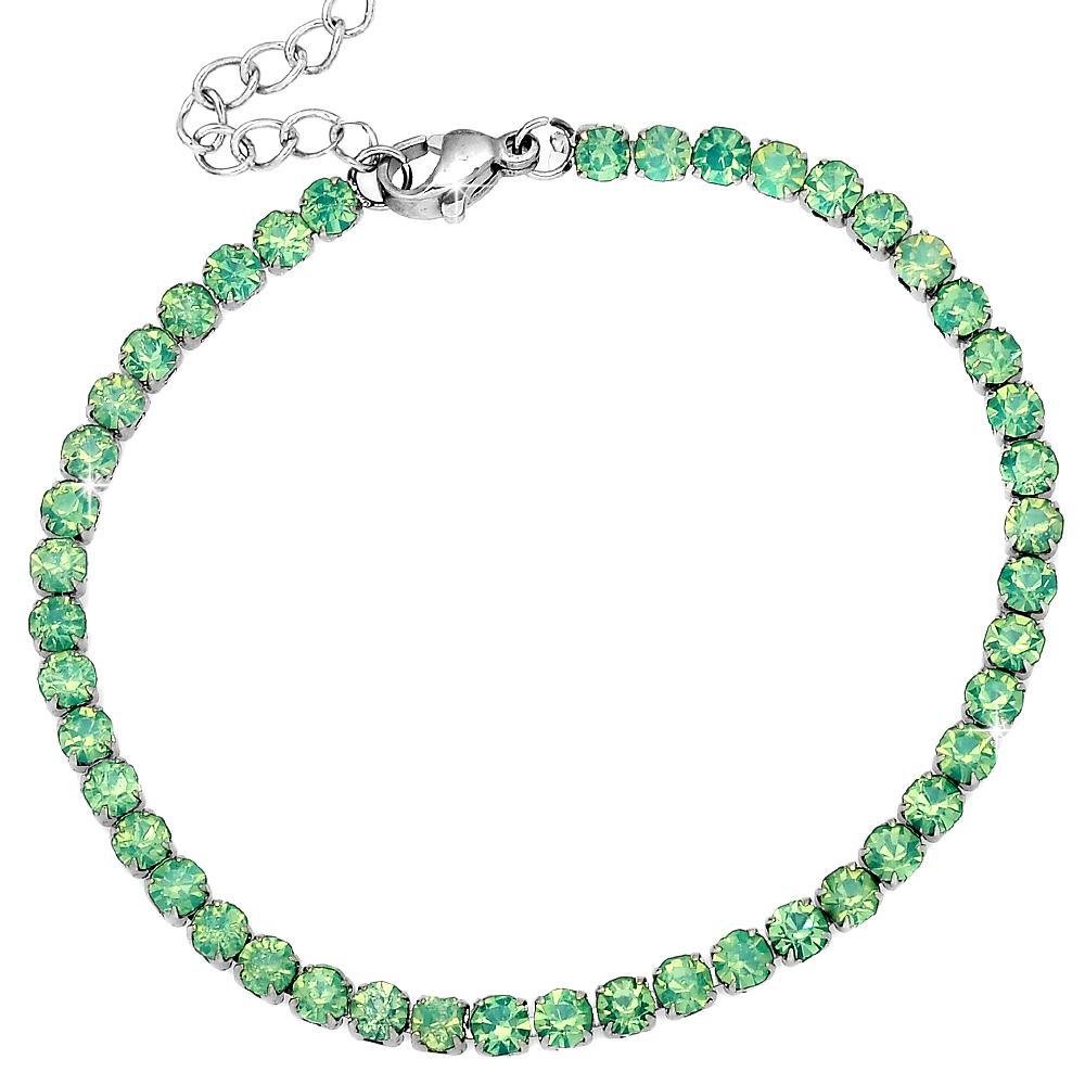 Bracciale Tennis con cristalli - Verde acqua -Beloved_gioielli