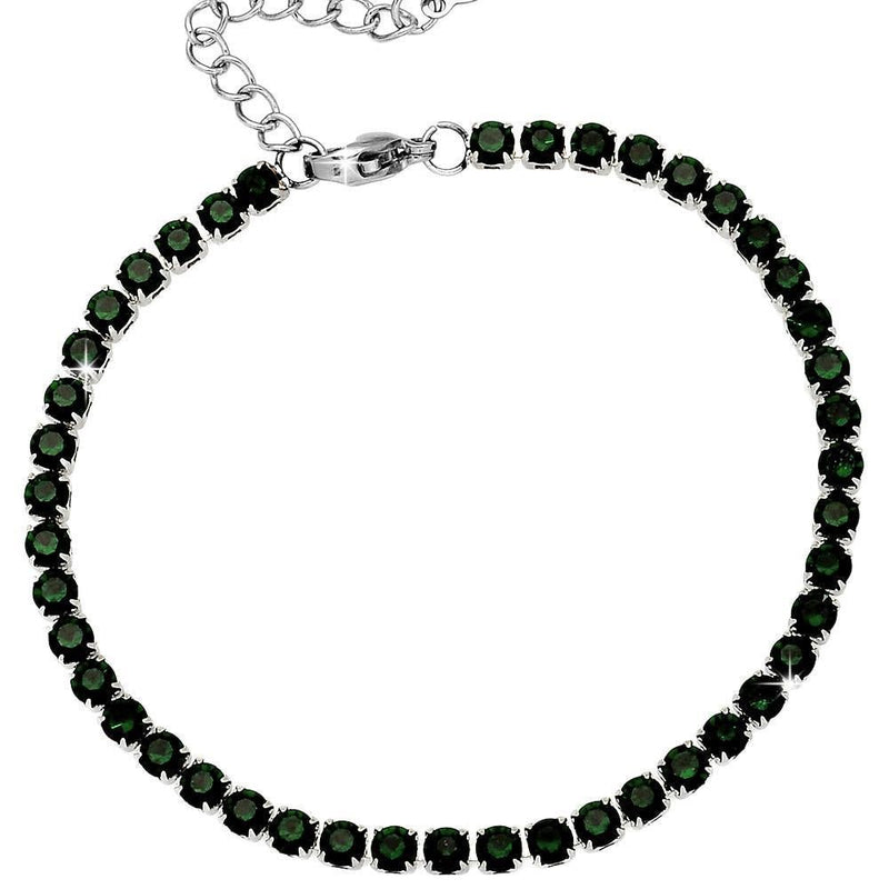 Bracciale Tennis con cristalli - Verde -Beloved_gioielli