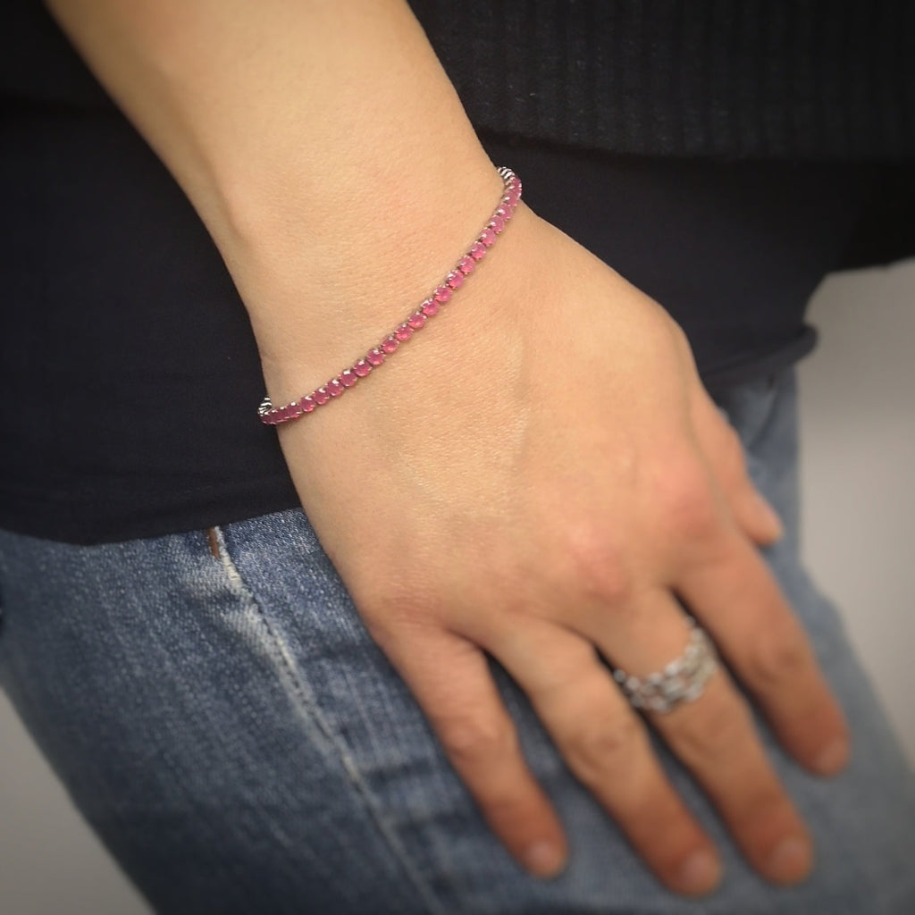 Bracciale Tennis Deluxe confort fit - Rosa scuro -Beloved_gioielli