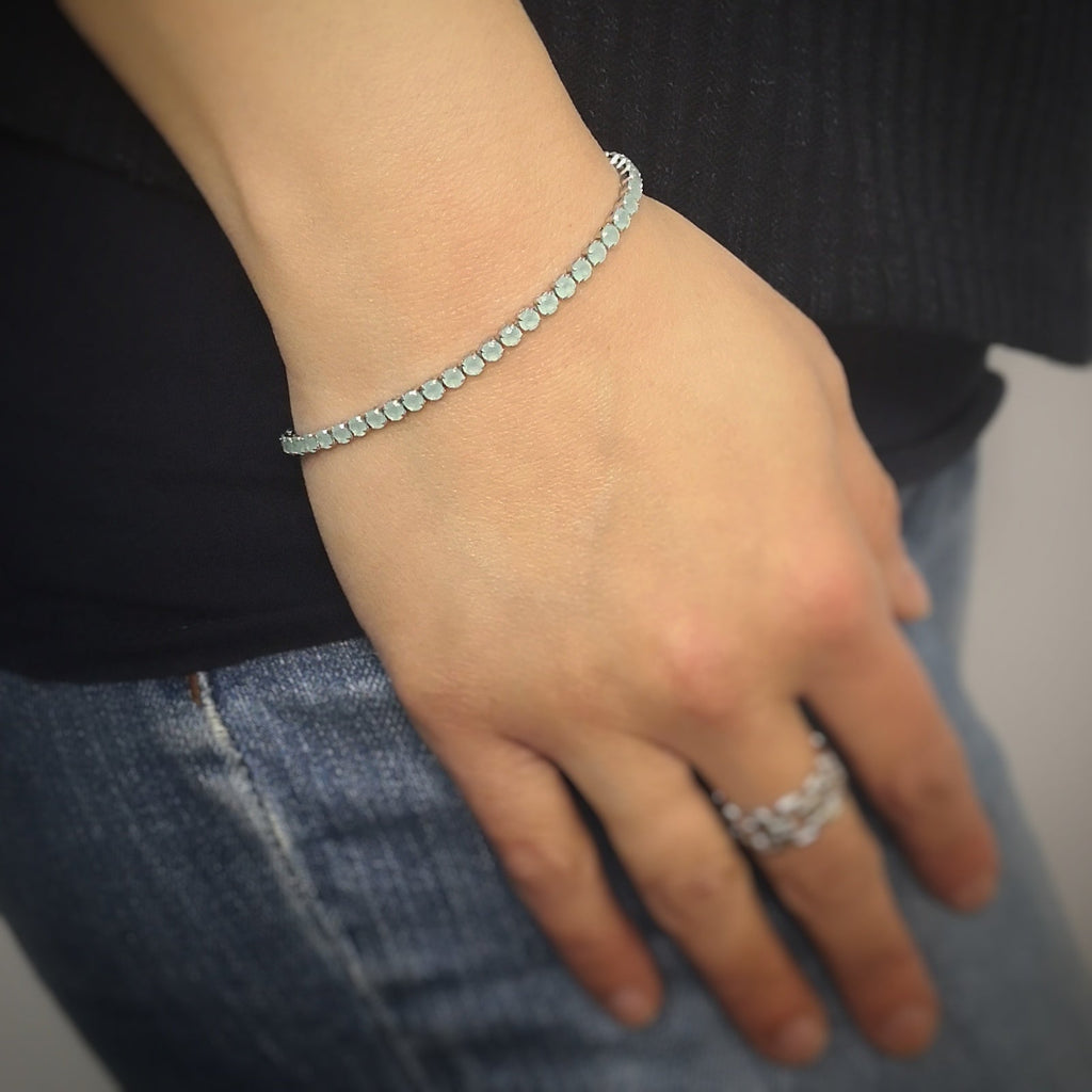 Bracciale Tennis Deluxe confort fit - Verde acqua -Beloved_gioielli