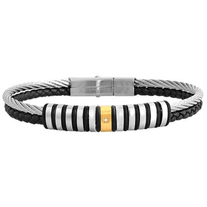 Bracciale Torchon uomo in acciaio e silicone - Silver e Gold -Beloved_gioielli