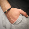 Bracciale Torchon uomo in acciaio e silicone - Silver e Gold -Beloved_gioielli