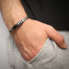 Bracciale Torchon uomo in acciaio e silicone - Silver e Nero -Beloved_gioielli