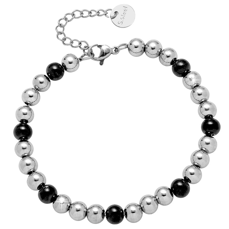 Bracciale unisex con sfere in acciaio - colore Silver e Nero -Beloved_gioielli