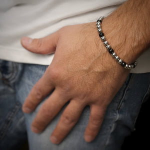 Bracciale unisex con sfere in acciaio - colore Silver e Nero -Beloved_gioielli