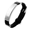 Bracciale uomo con cinturino in silicone nero e fibbia - Piastrina silver -Beloved_gioielli