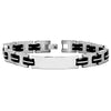 Bracciale uomo con maglie in silicone nero e acciaio - Piastrina silver -Beloved_gioielli