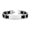 Bracciale uomo con maglie in silicone nero e acciaio - Piastrina silver -Beloved_gioielli