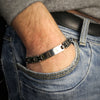 Bracciale uomo con maglie in silicone nero e acciaio - Piastrina silver -Beloved_gioielli