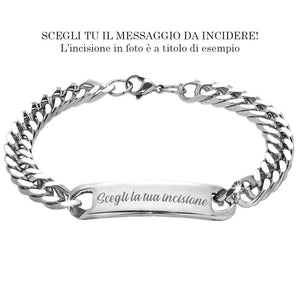 Bracciale uomo con targhetta colore silver -Beloved_gioielli