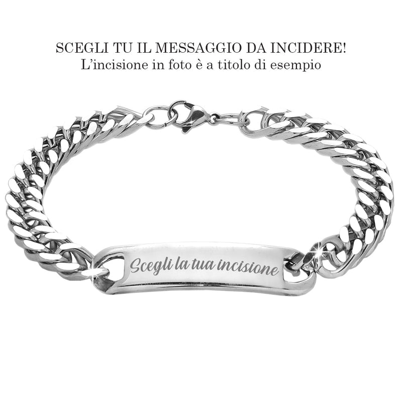 Bracciale uomo con targhetta colore silver -Beloved_gioielli