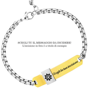 Bracciale uomo con targhetta e simbolo - Timone Colore Silver e Gold -Beloved_gioielli