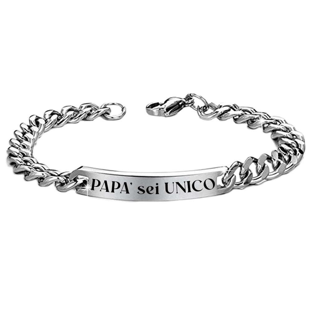 Bracciale uomo Edizione Festa del Papà con incisione - Papà sei unico -Beloved_gioielli