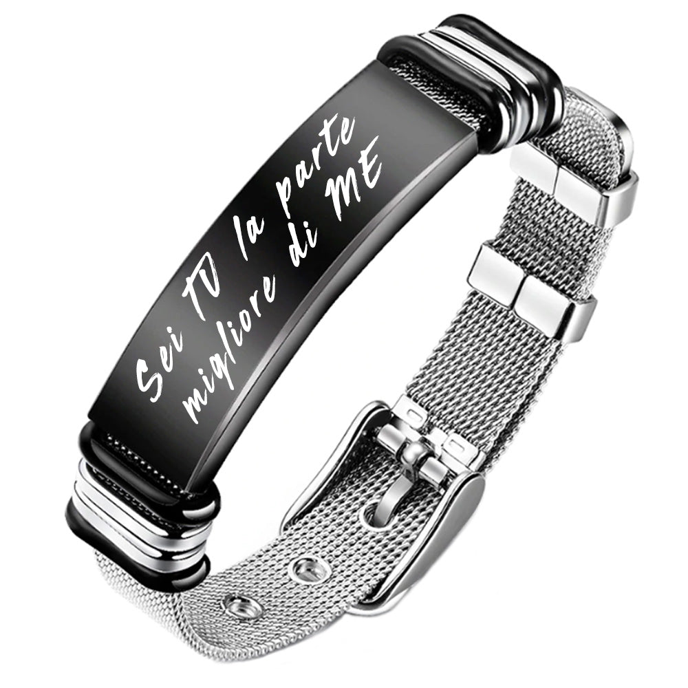 Ich liebe Dich - Bracciale in pelle per uomo, con incisione, con Ich liebe Dich - Bracciale in pelle per uomo, con incisione, con