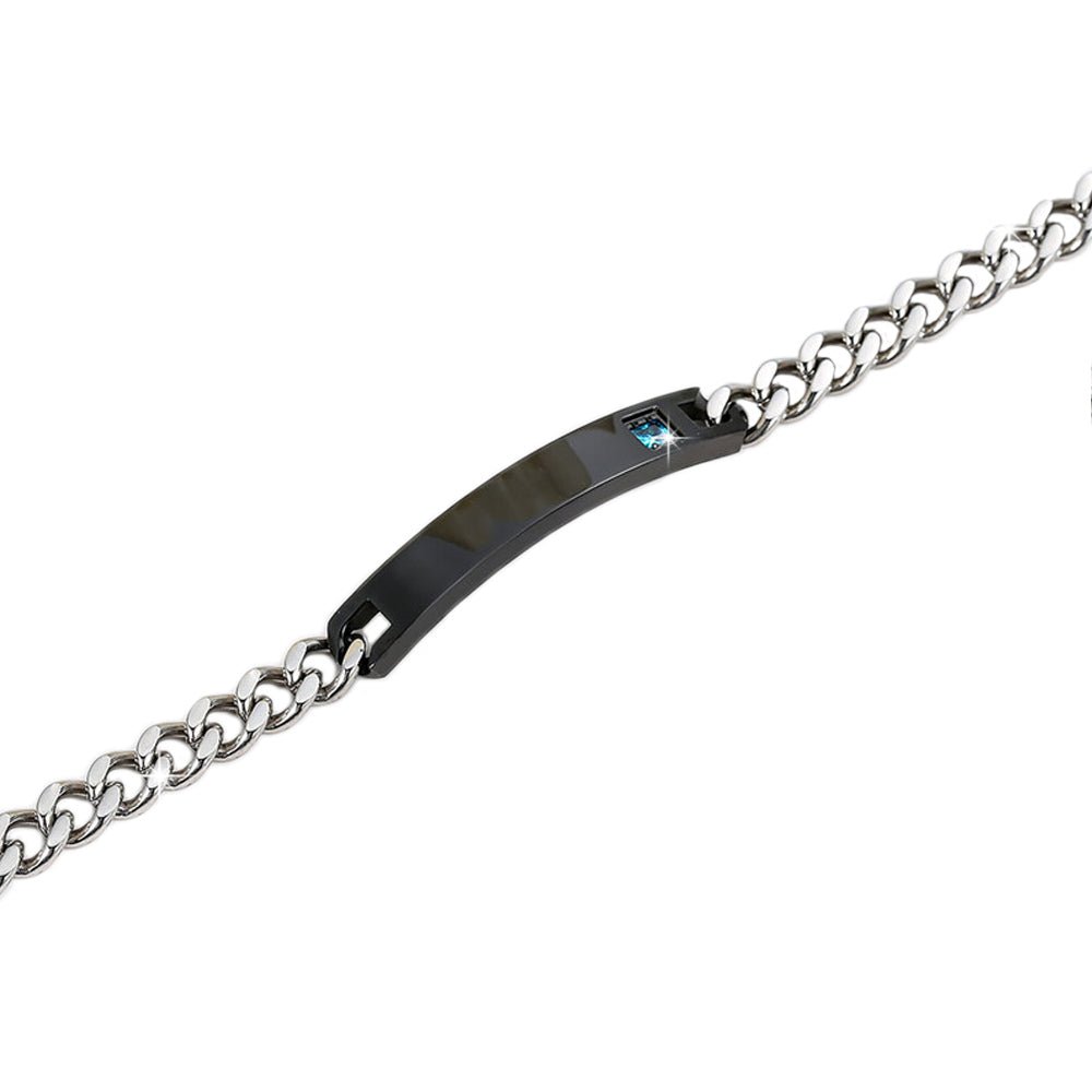Bracciale uomo acciaio nero con 1 incisione personalizzata Bracciale uomo acciaio nero con 1 incisione personalizzata