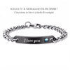 Bracciale uomo in acciaio con cristallo - personalizzabile con incisione -Beloved_gioielli