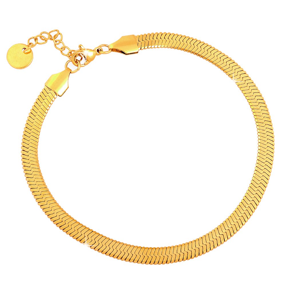 Cavigliera in acciaio con catena Piattina Gold -Beloved_gioielli