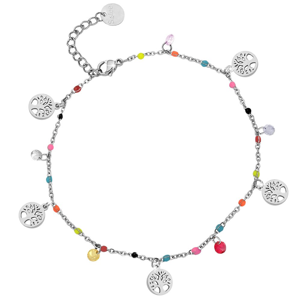 Cavigliera Summer Vibes con charm, cristalli e smalti - Albero della vita -Beloved_gioielli