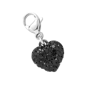 Charm pendente con moschettone a forma di Cuore Cristalli neri -Beloved_gioielli