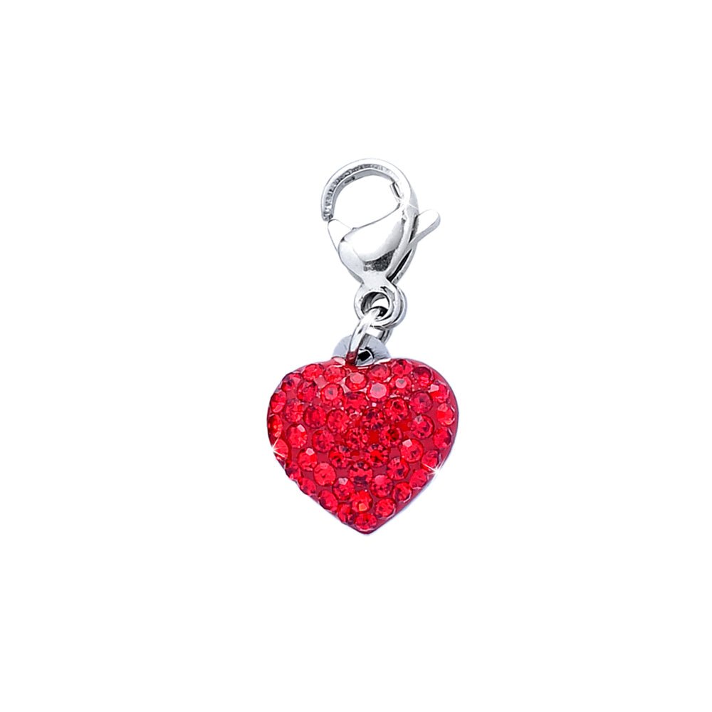 Charm pendente con moschettone a forma di Cuore Cristalli rossi -Beloved_gioielli