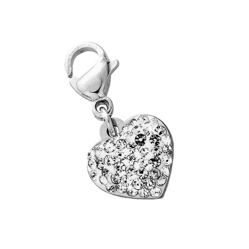 Charm pendente con moschettone e cristalli bianchi Cuore - Scegli la colorazione -Beloved_gioielli