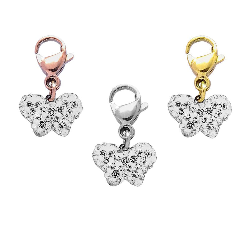 Charm pendente con moschettone e cristalli bianchi Farfalla - Scegli la colorazione -Beloved_gioielli