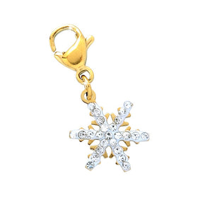 Charm pendente con moschettone e cristalli bianchi Fiocco di neve - Scegli la colorazione -Beloved_gioielli