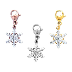 Charm pendente con moschettone e cristalli bianchi Fiocco di neve - Scegli la colorazione -Beloved_gioielli