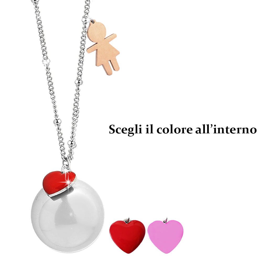 Collana Chiama Angeli - Bimba rose gold e Cuore smaltato -Beloved_gioielli