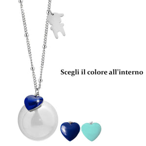 Collana Chiama Angeli - Bimbo silver e Cuore smaltato -Beloved_gioielli