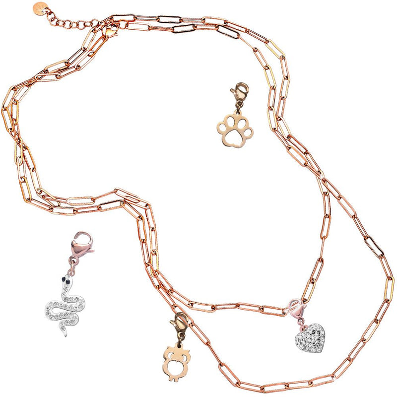 Collana componibile con maglia a profilo squadrato in acciaio colore Rose gold - Scegli la lunghezza all'interno -Beloved_gioielli