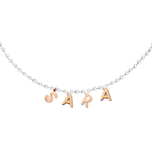 Collana componibile e personalizzabile - Nome o Parola - Cristalli bianchi lettere Rose Gold -Beloved_gioielli