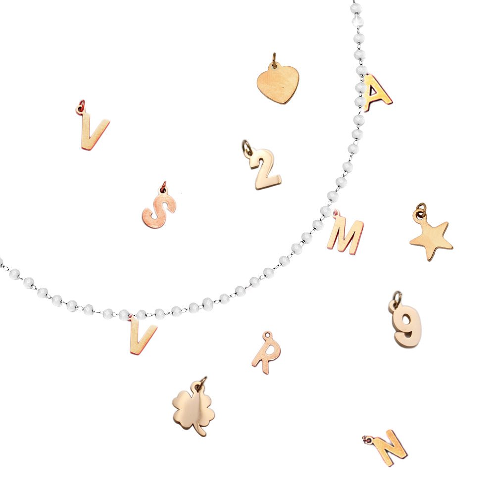 Collana componibile e personalizzabile - Nome o Parola - Cristalli bianchi lettere Rose Gold -Beloved_gioielli