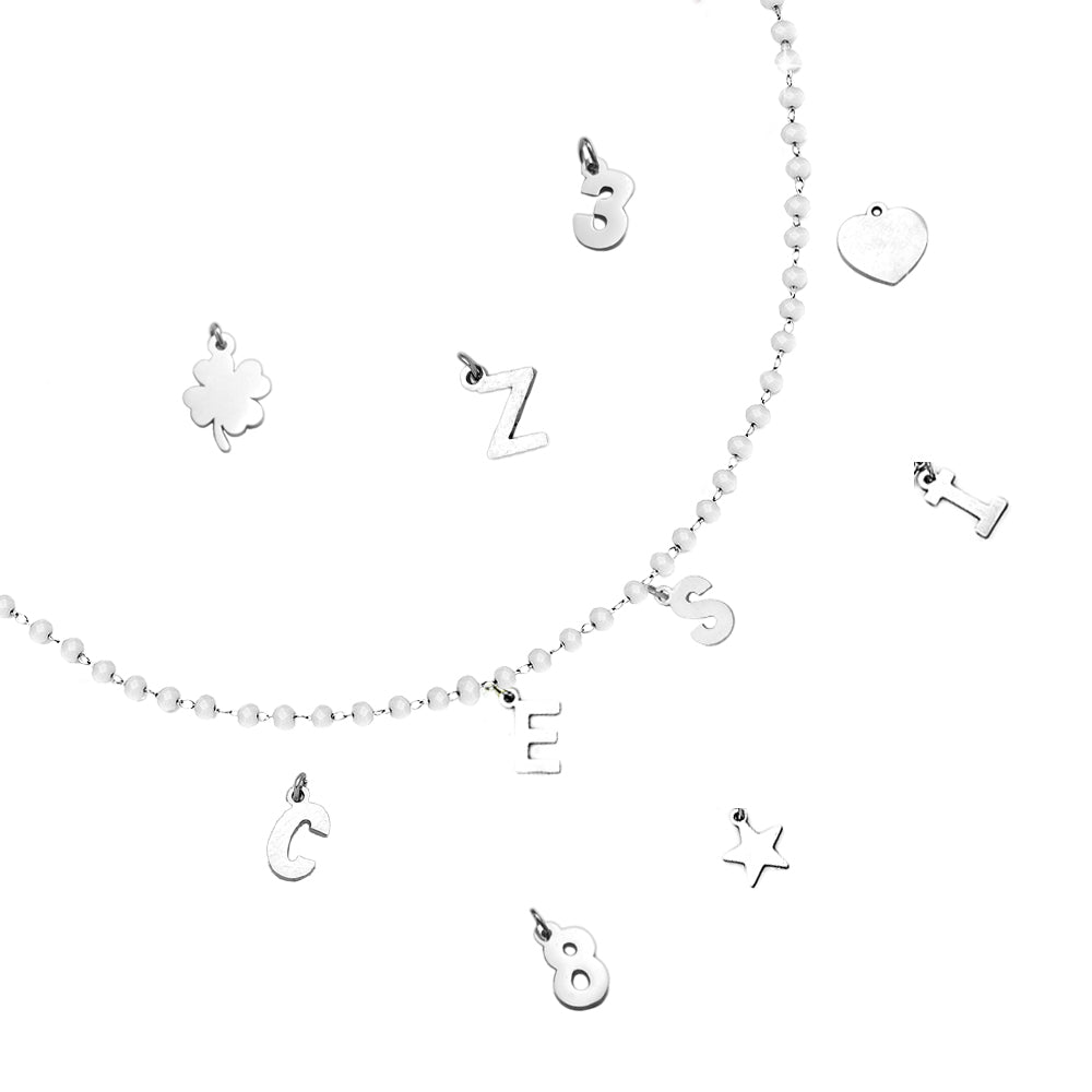 Collana componibile e personalizzabile - Nome o Parola - Cristalli bianchi lettere Silver -Beloved_gioielli