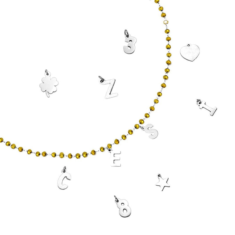 Collana componibile e personalizzabile - Nome o Parola - Cristalli gold lettere Silver -Beloved_gioielli