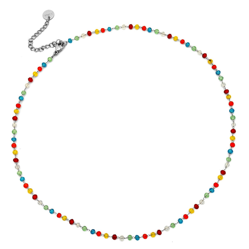 Collana componibile e personalizzabile - Nome o Parola - Cristalli multicolor lettere Silver -Beloved_gioielli