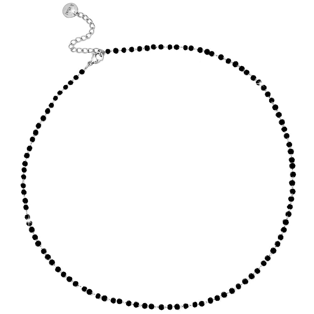 Collana componibile e personalizzabile - Nome o Parola - Cristalli neri lettere Silver -Beloved_gioielli