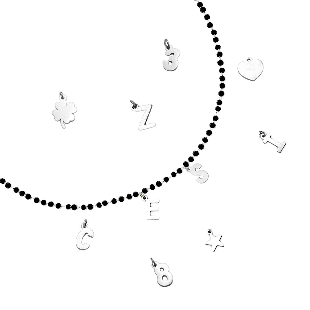 Collana componibile e personalizzabile - Nome o Parola - Cristalli neri lettere Silver -Beloved_gioielli