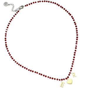 Collana componibile e personalizzabile - Nome o Parola - Cristalli rossi lettere Rose Gold -Beloved_gioielli