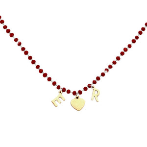 Collana componibile e personalizzabile - Nome o Parola - Cristalli rossi lettere Rose Gold -Beloved_gioielli