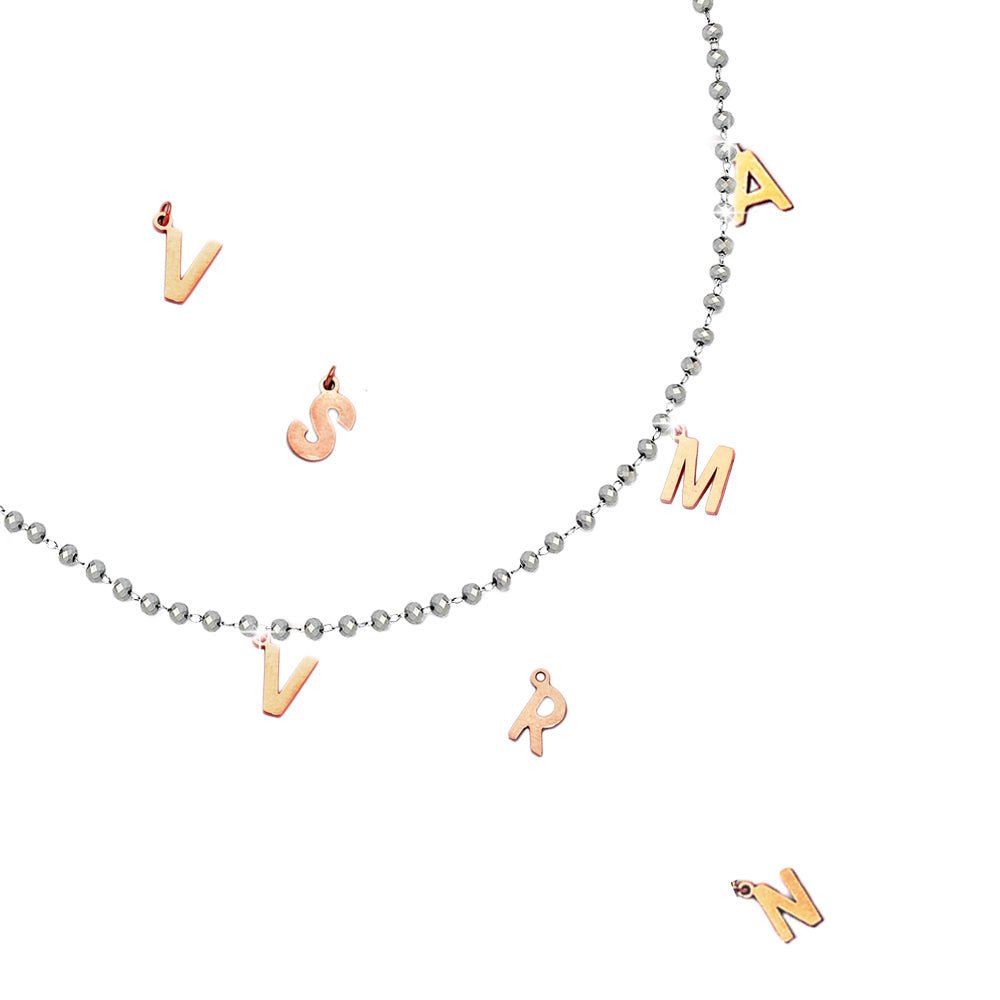 Collana componibile e personalizzabile - Nome o Parola - Cristalli silver lettere Rose Gold -Beloved_gioielli