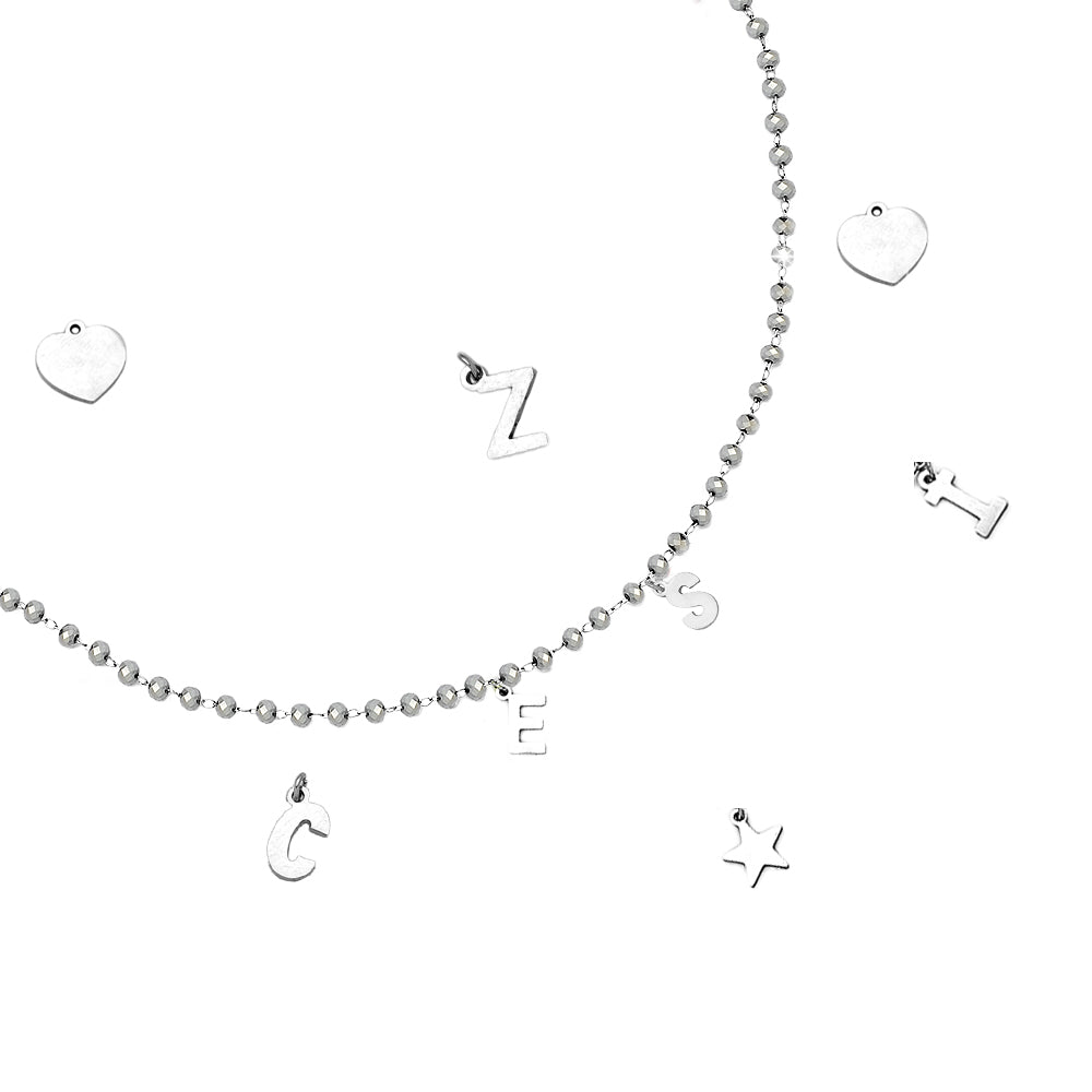 Collana componibile e personalizzabile - Nome o Parola - Cristalli silver lettere Silver -Beloved_gioielli