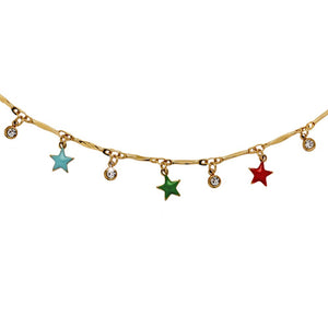 Collana con castoni e charms smaltati colorati - Gold Stelle -Beloved_gioielli