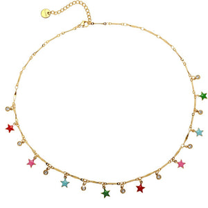 Collana con castoni e charms smaltati colorati - Gold Stelle -Beloved_gioielli