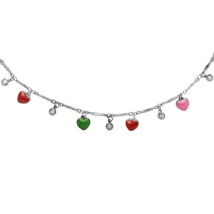 Collana con castoni e charms smaltati colorati - Silver Cuori -Beloved_gioielli