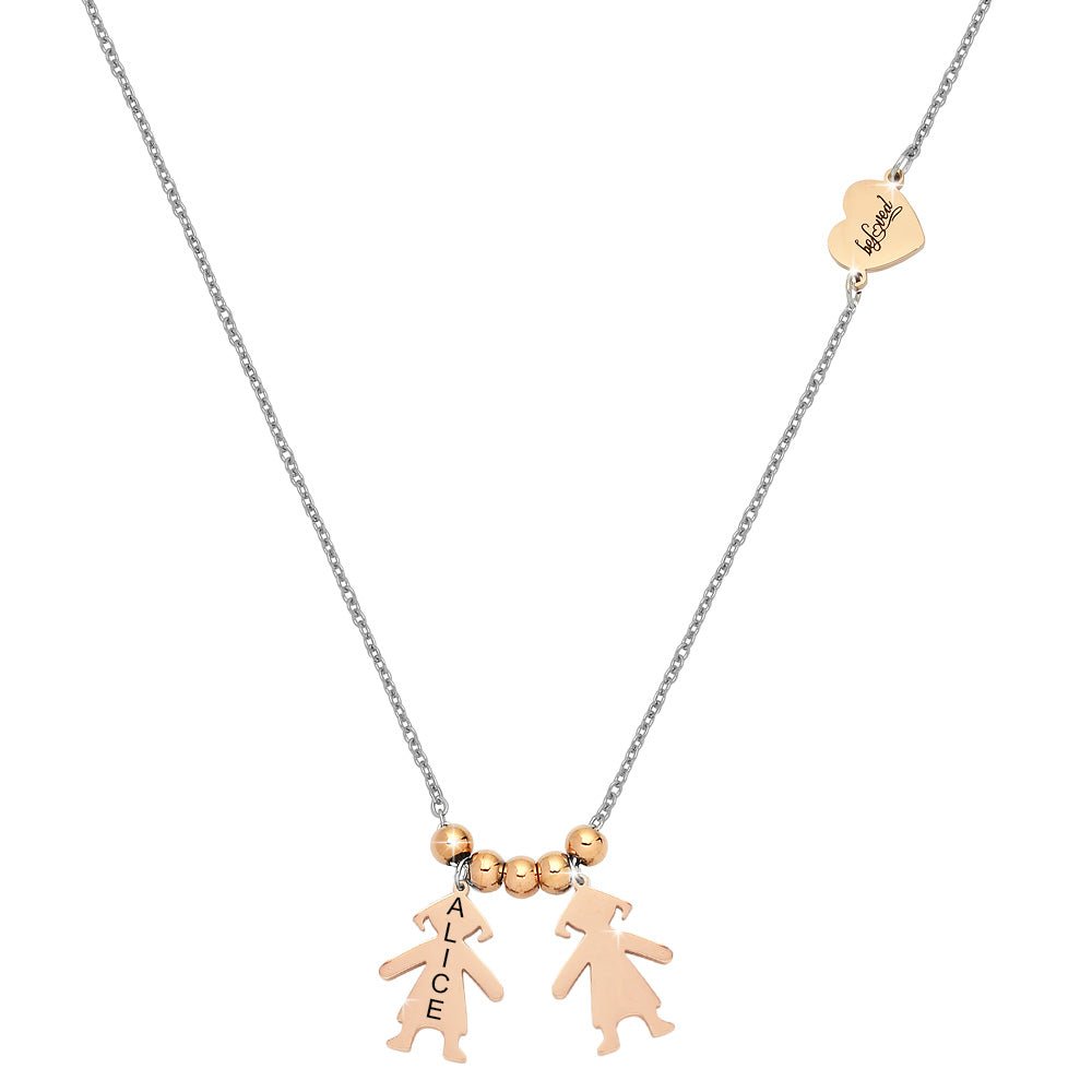 Collana con charms famiglia Rose gold - Bimba, Bimba - anche con Incisione -Beloved_gioielli