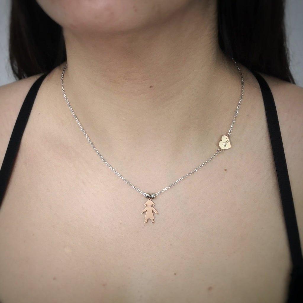 Collana con charms famiglia Silver e Rose gold - Bimba - anche con Incisione -Beloved_gioielli