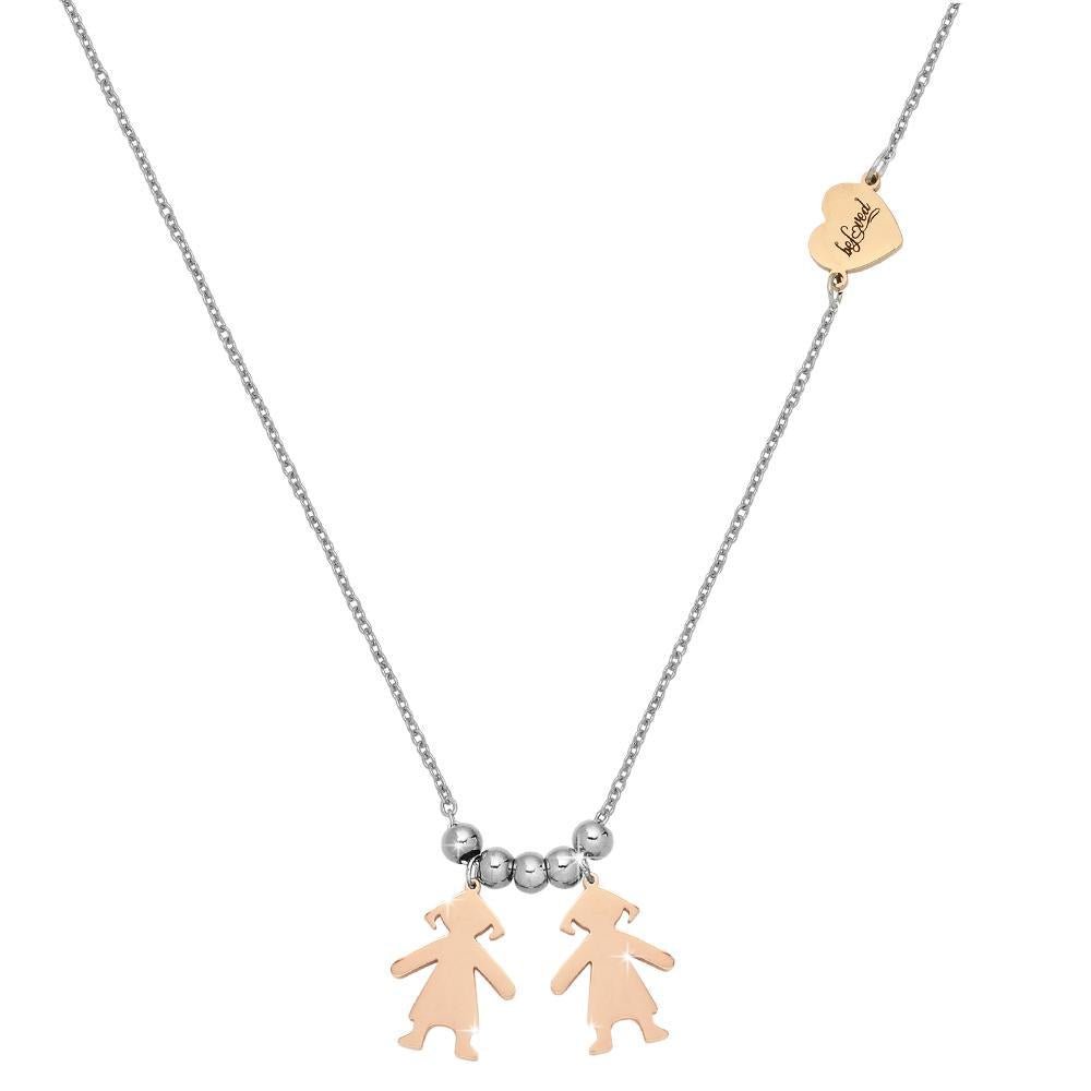 Collana con charms famiglia Silver e Rose gold - Bimba, Bimba - anche con Incisione -Beloved_gioielli