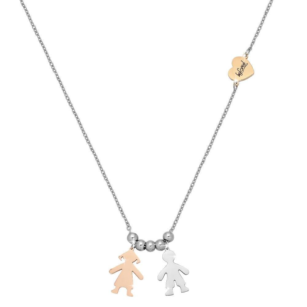 Collana con charms famiglia Silver e Rose gold - Bimbo, Bimba - anche con Incisione -Beloved_gioielli